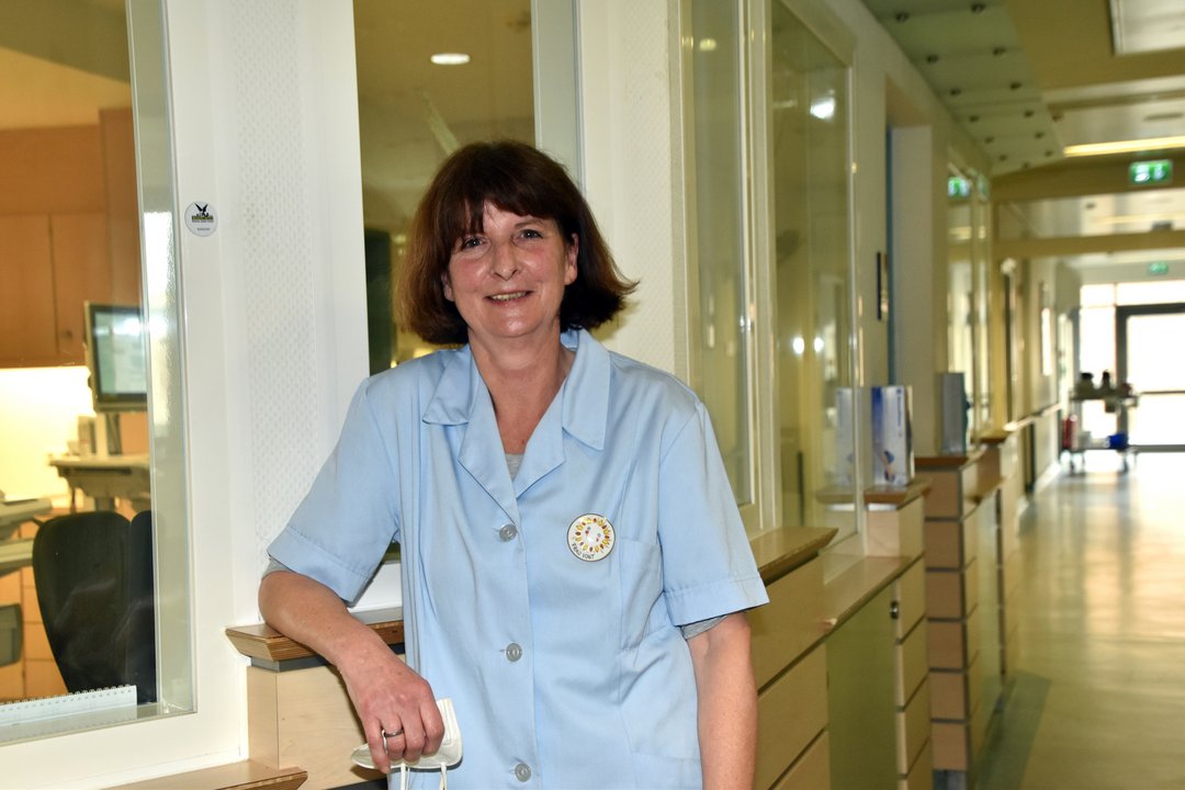 Birgit Vogt ist die Leiterin der Blauen Damen am Krankenhaus Maria-Hilf Krefeld